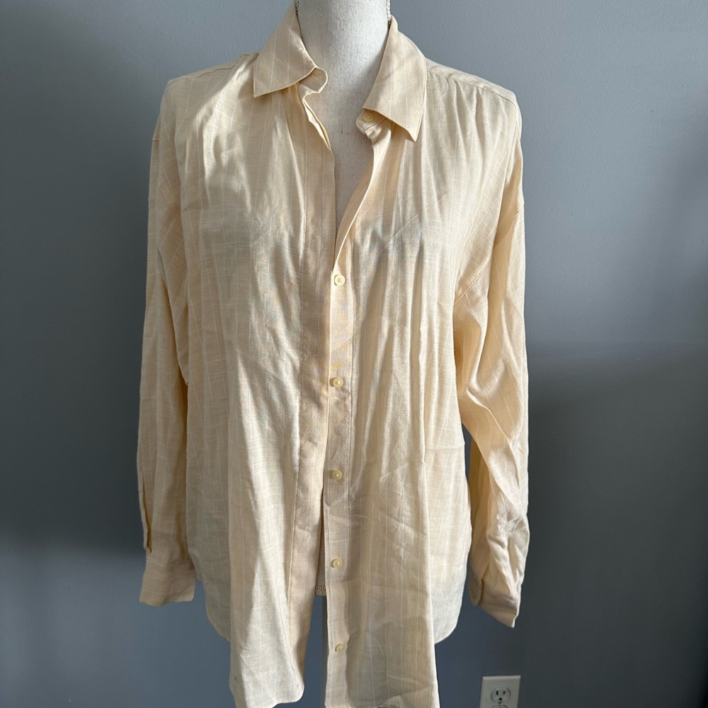 Express Beige Button-Up Shirt